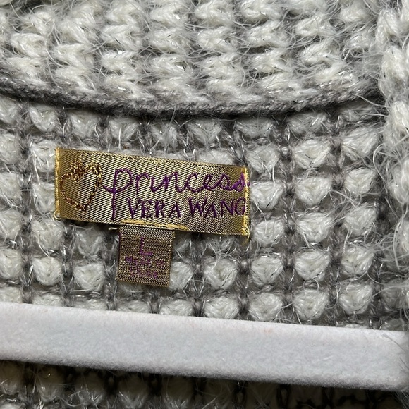 Vera Wang Princess silver and white long cardigan very soft material size large - Picture 5 of 9
